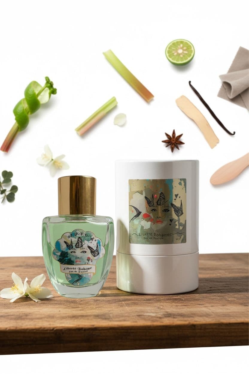 Flacon de parfum dans une lumière tamisée